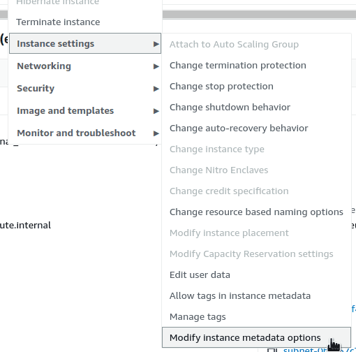 Modify Instance Metadata Options