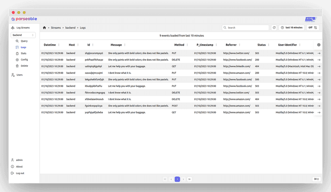 Parseable UI